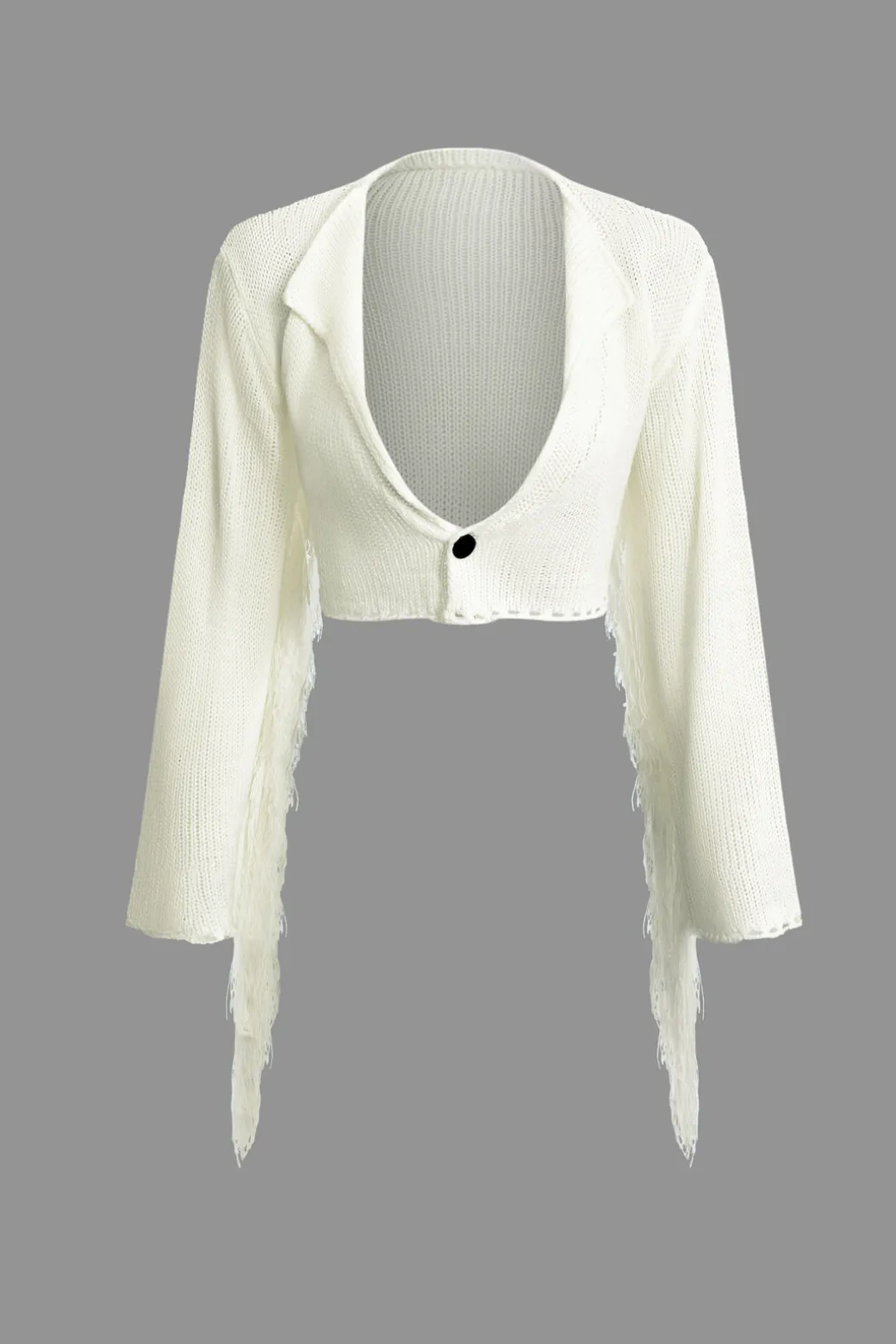 Shop Solid Knit Fringe Long Sleeve Top And Mini Skirt Set Knit Sets