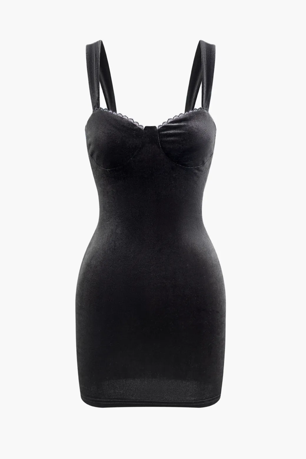 Online Solid Lace Velvet Backless Mini Dress Mini Dresses