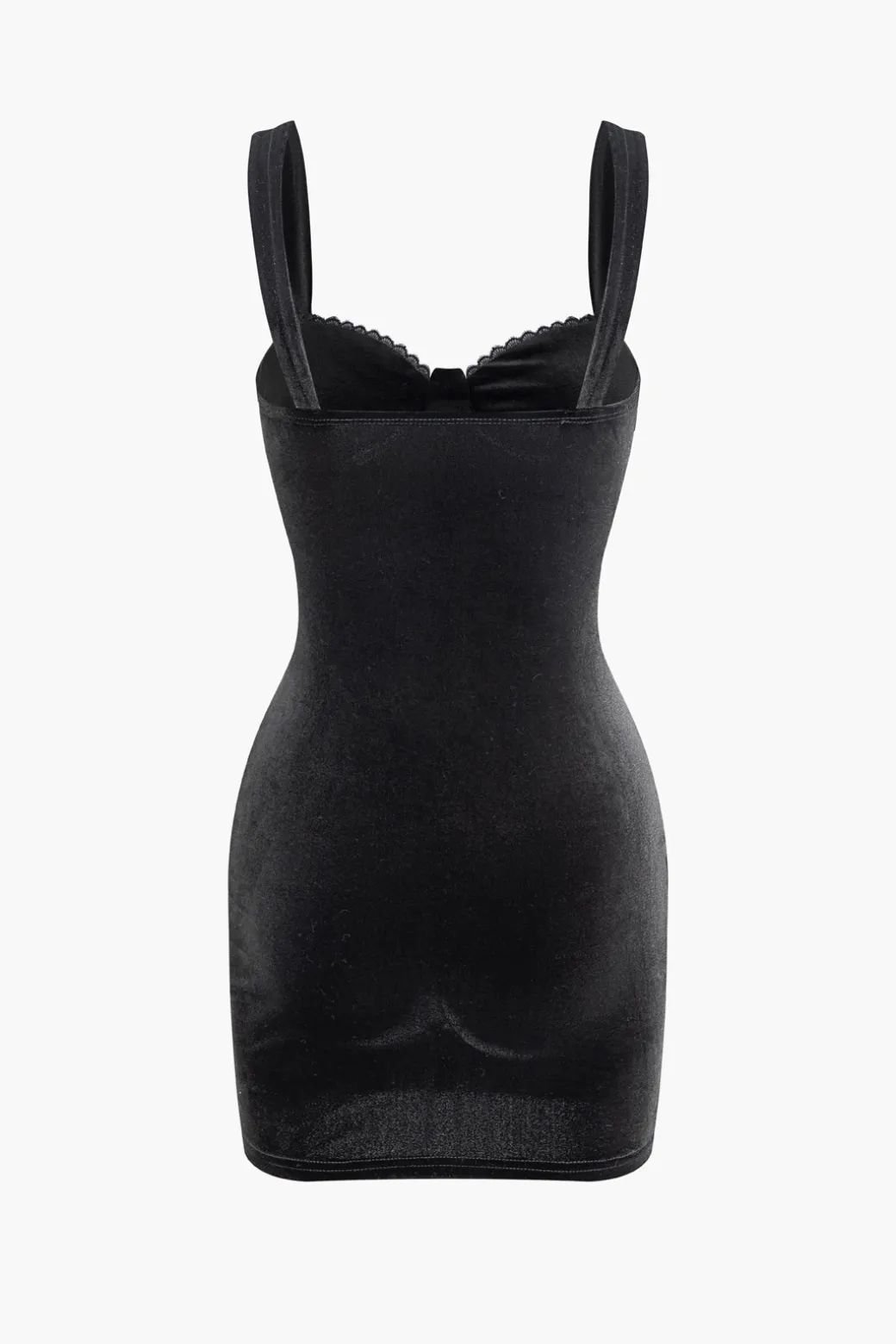 Online Solid Lace Velvet Backless Mini Dress Mini Dresses