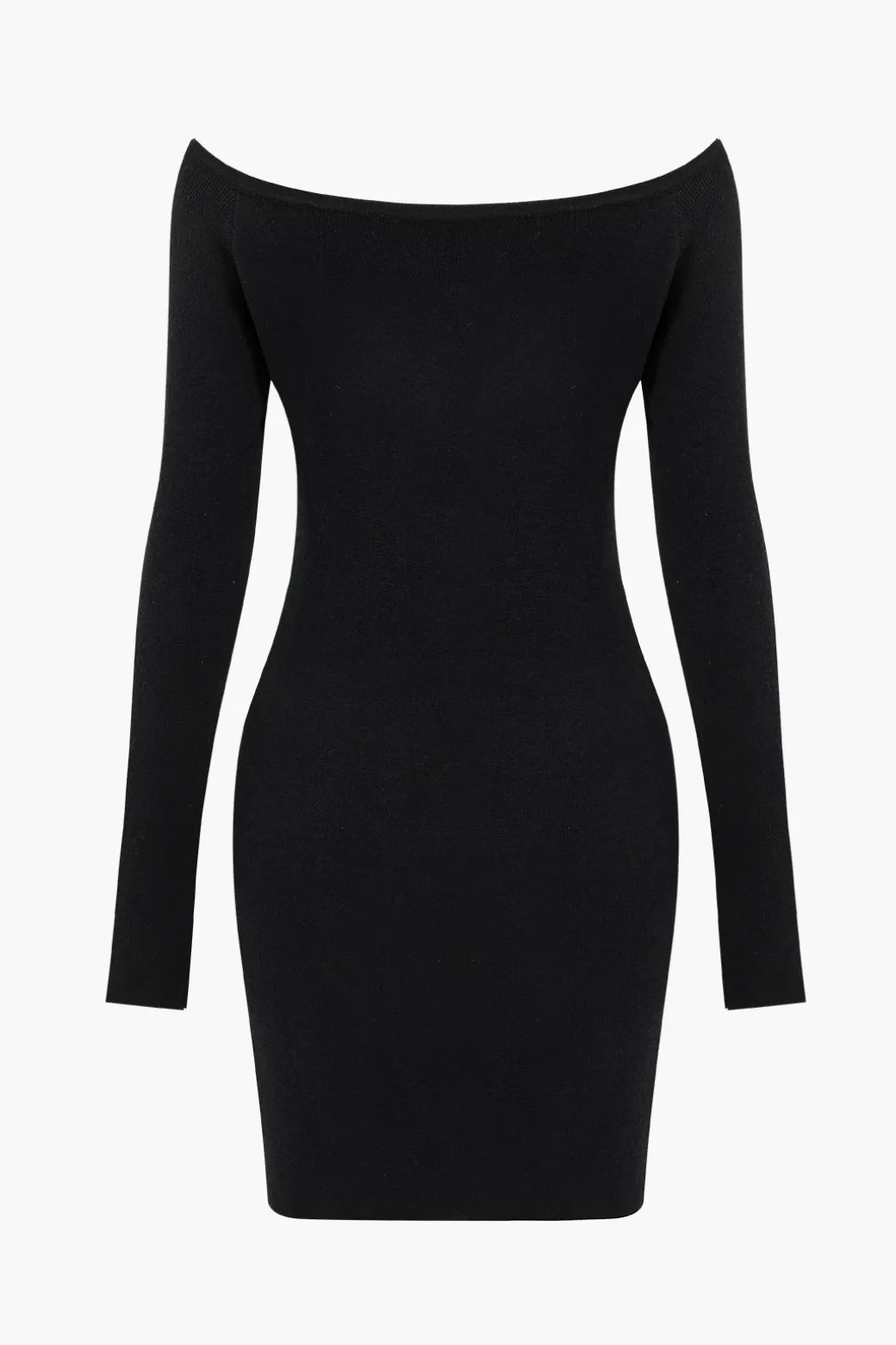 Discount Solid Off Shoulder Button Round Neck Cut Out Mini Dress Long Sleeve Dresses | Mini Dresses