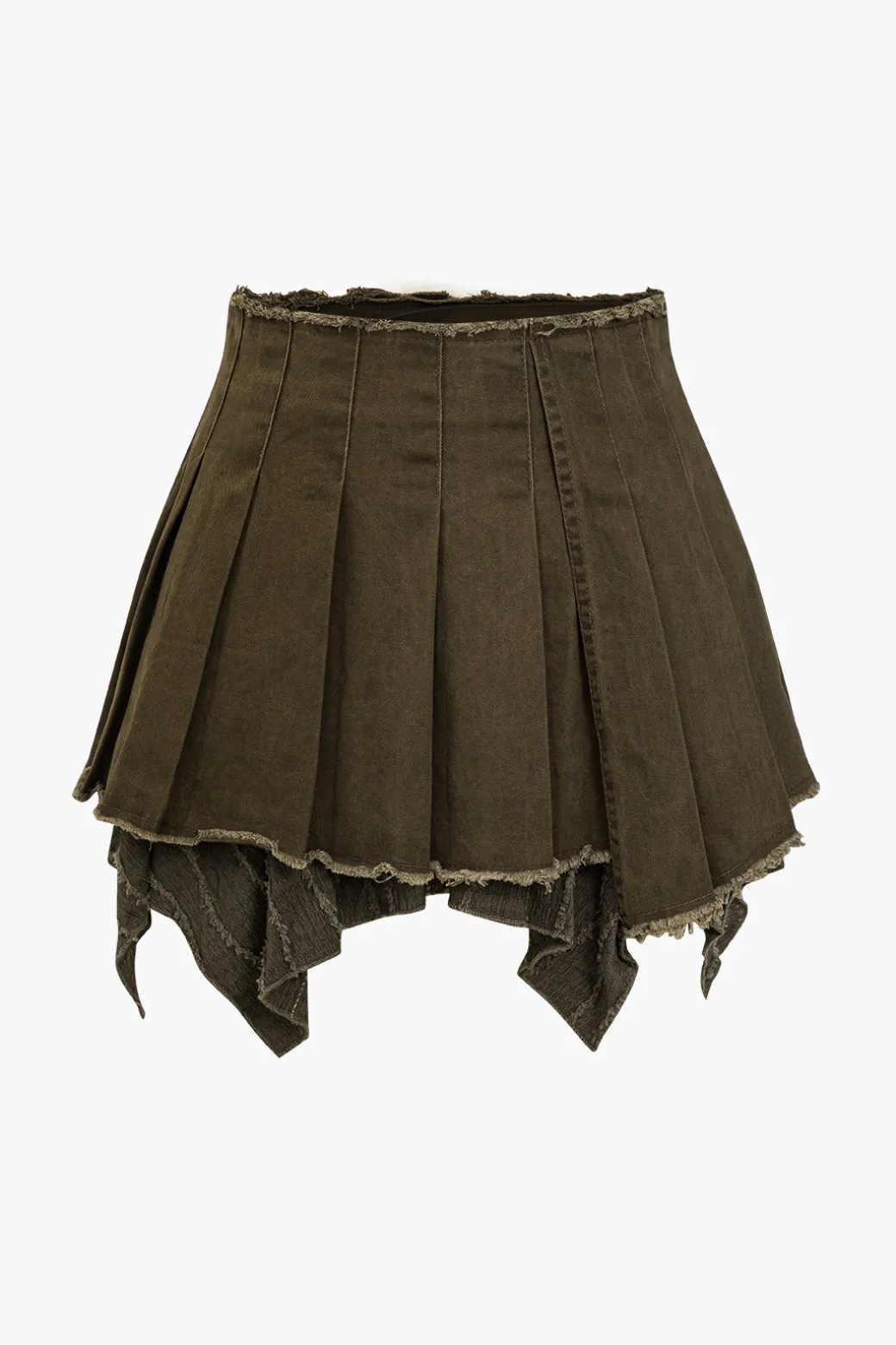 Flash Sale Solid Pleated Denim Mini Skirt Skirts