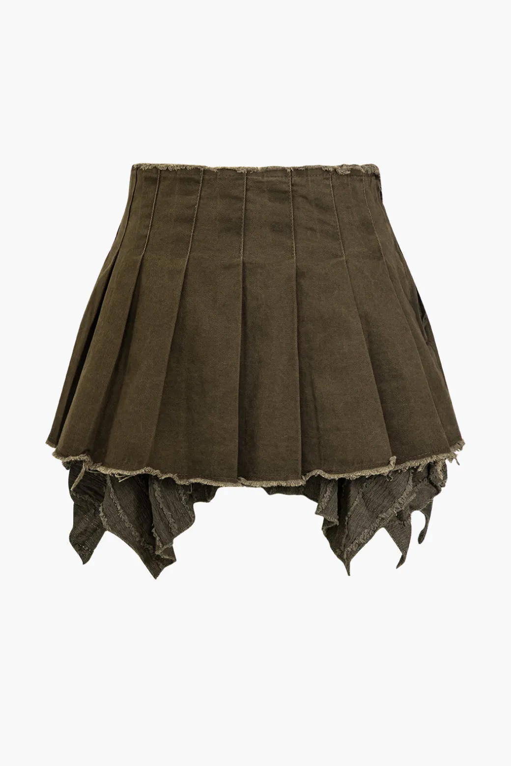 Flash Sale Solid Pleated Denim Mini Skirt Skirts