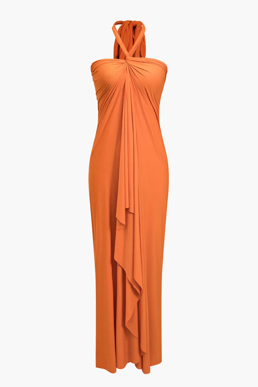 Online Solid Reversible Asymmetrical Tie-Up Maxi Dress Maxi Dresses
