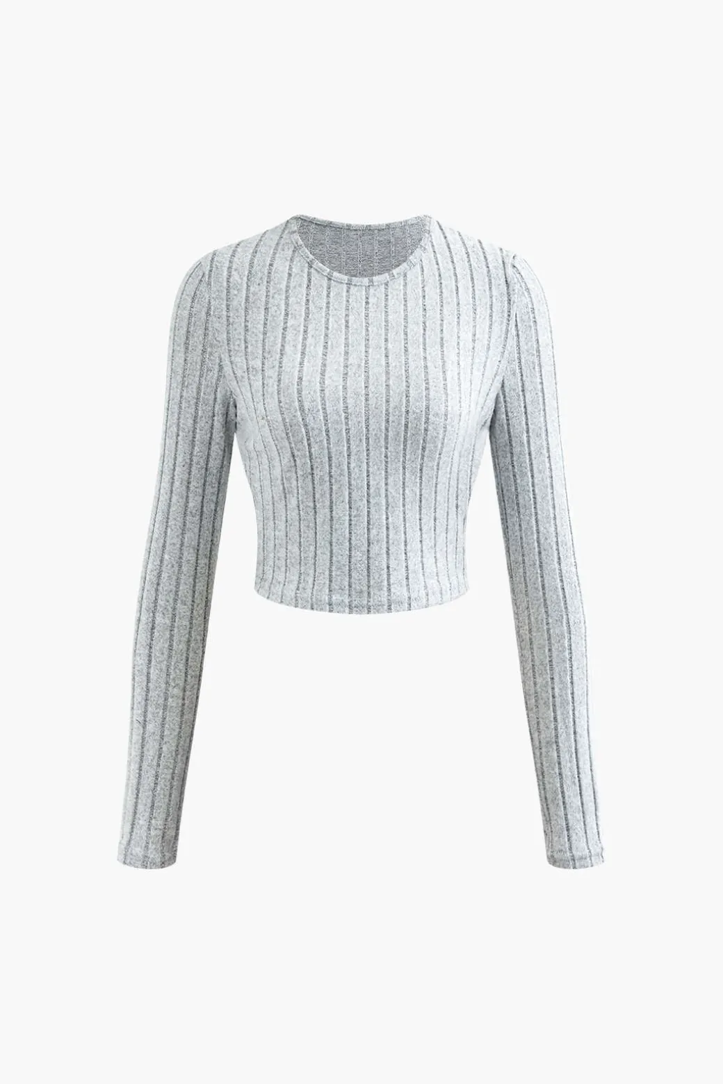 Best Solid Rib Knit Round Neck Long Sleeve Top And Slit Skirt Set Knitwear | Knit Sets