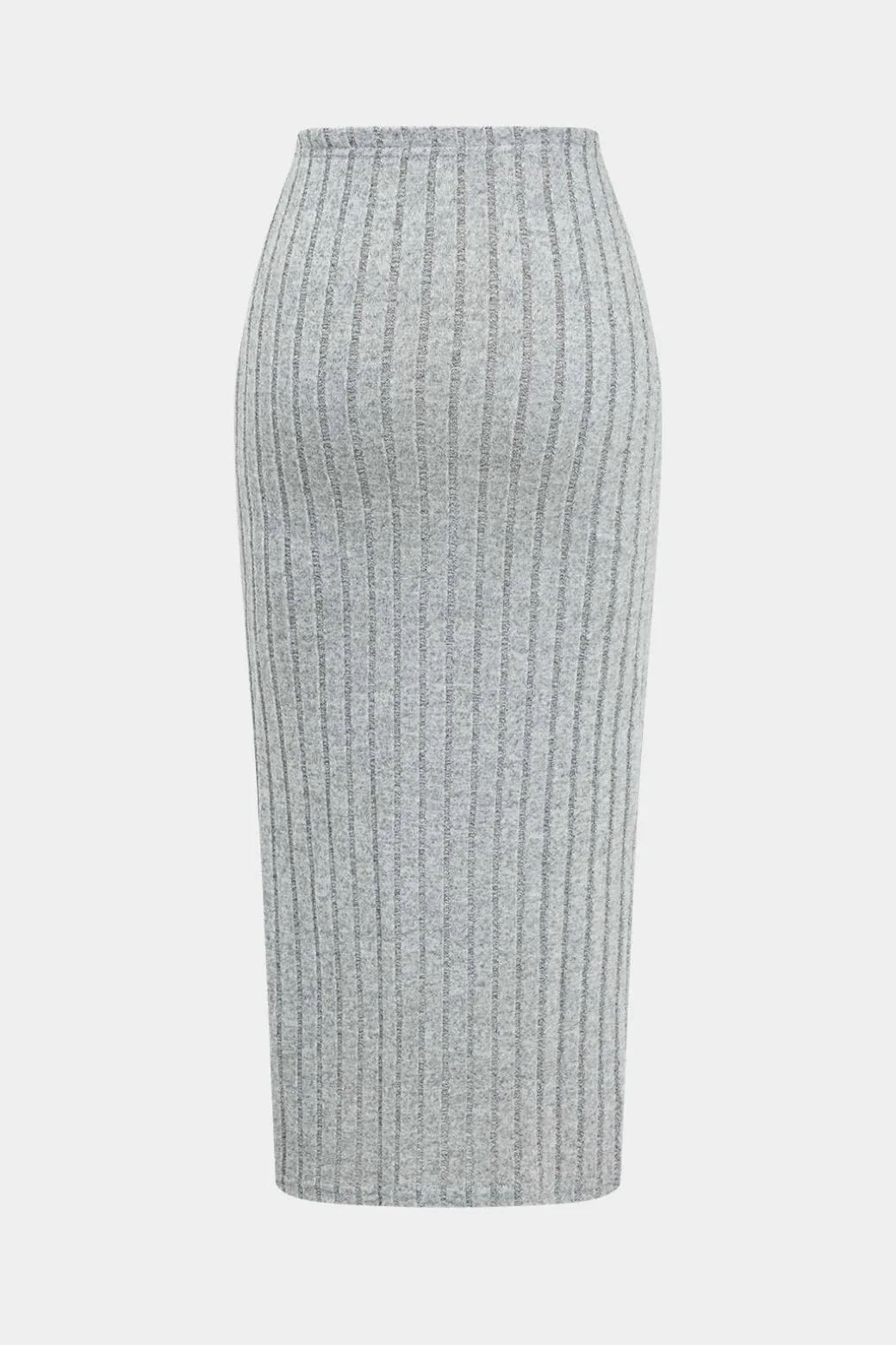 Hot Solid Ribbed Long Sleeve Cut Out Top And Skirt Set Skirt Sets