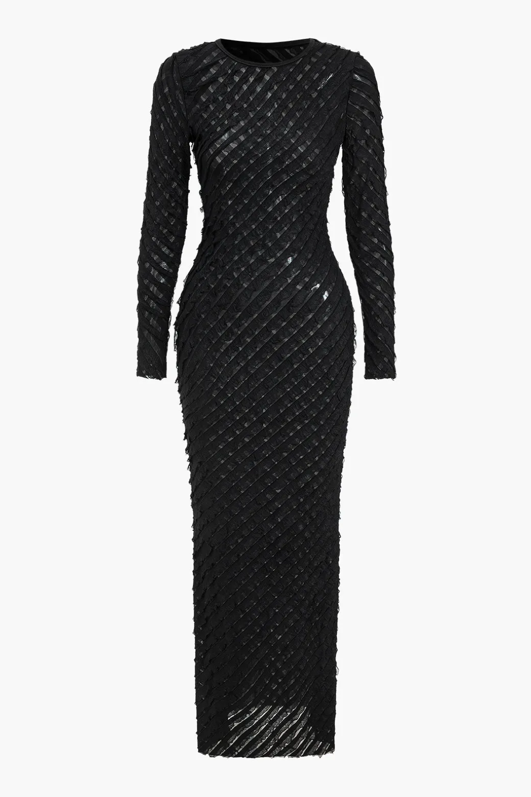 New Solid Round Neck Long Sleeve Maxi Dress Long Sleeve Dresses | Maxi Dresses