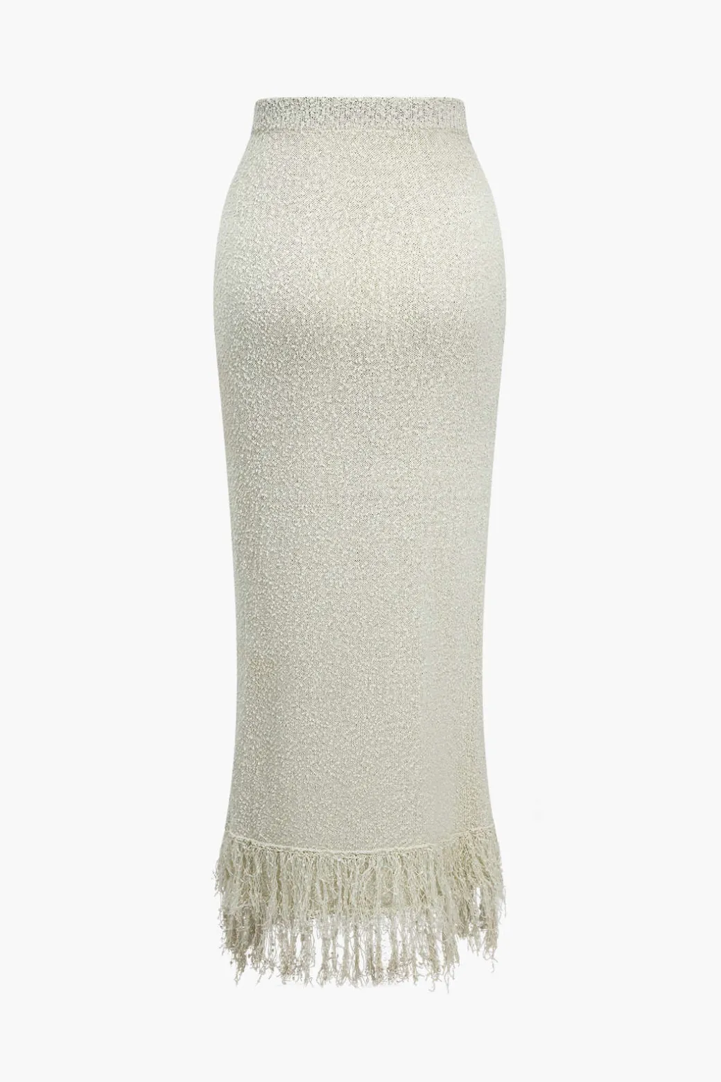 Discount Solid Sweater Fringe Maxi Skirt Skirts