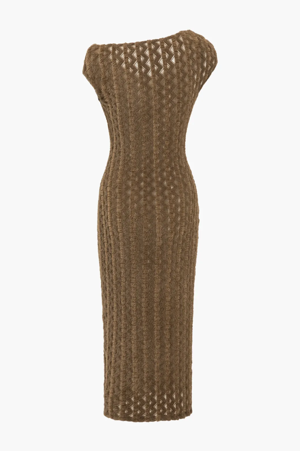 Sale Solid Textured Asymmetrical Twist Knot Midi Dress Midi Dresses