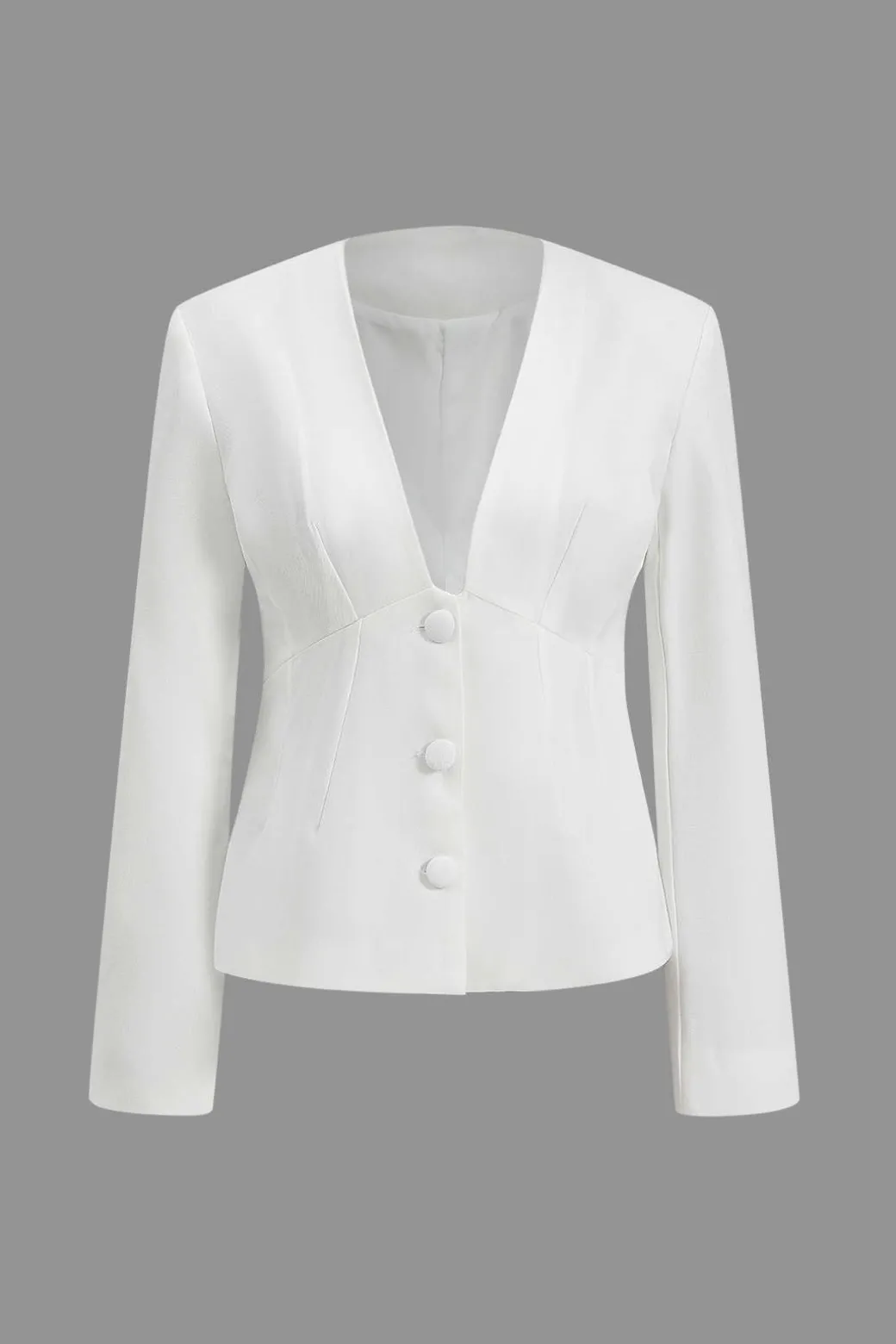 Sale Solid V-neck Button Blazer Outerwear | Outerwear