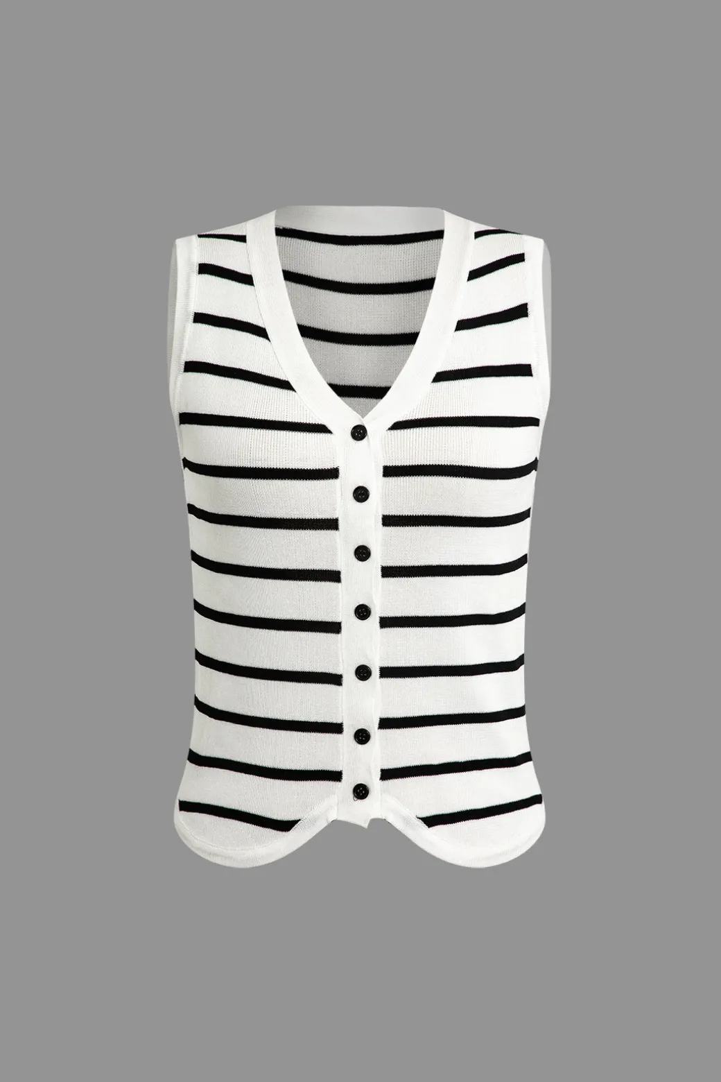 Discount Striped Knit Sleeveless Vest And Shorts Set Short Sets