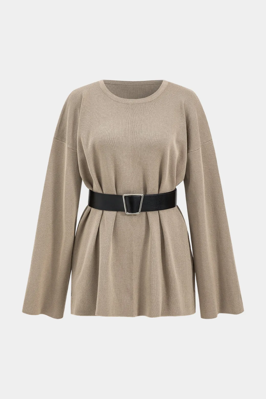 Fashion Sweater Belted Top And Pants Set Knit Sets