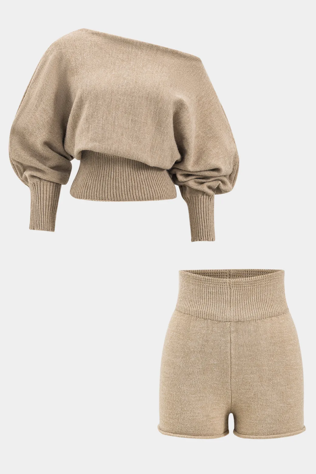 Discount Sweater Boat Neck Gigot Sleeve Top And Shorts Set Knitwear | Knit Sets