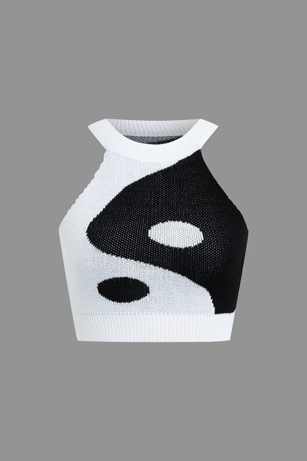 Outlet Tai Chi Print Contrast Crop Knit Top And Mini Skirt Set Knit Sets