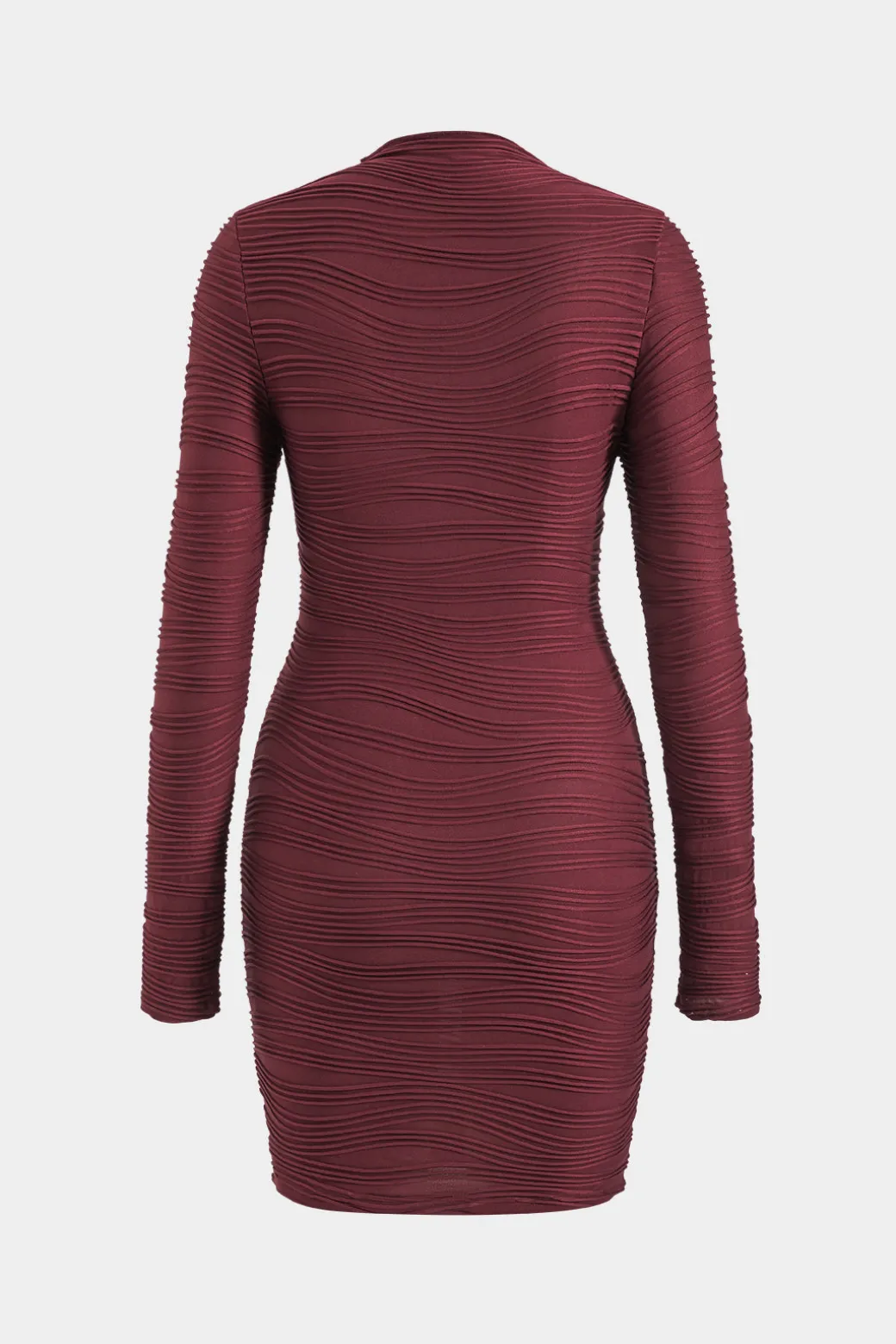 New Textured Mock Neck Long Sleeve Mini Dress Long Sleeve Dresses | Mini Dresses