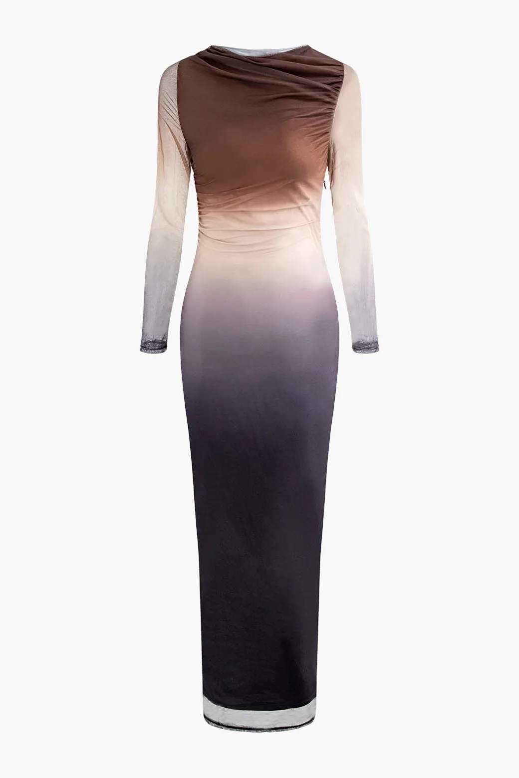 Discount Tie Dye Ruched Mesh Long Sleeve Maxi Dress Long Sleeve Dresses | Maxi Dresses