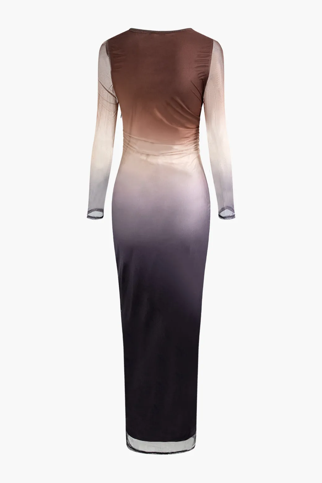 Discount Tie Dye Ruched Mesh Long Sleeve Maxi Dress Long Sleeve Dresses | Maxi Dresses