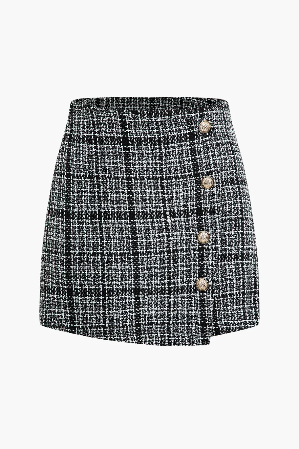Hot Tweed Button Mini Skirt Skirts