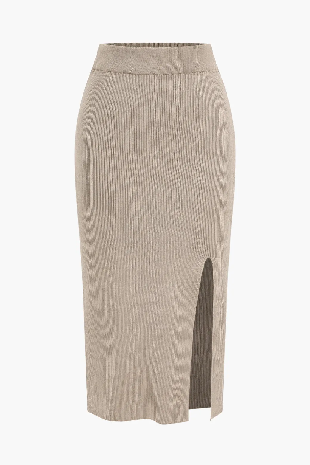Hot Twist Knot V-Neck Long-Sleeve Top And Side Slit Skirt Set Skirt Sets