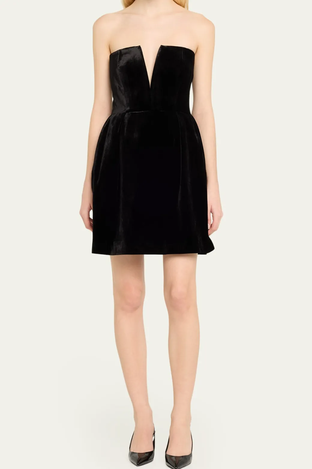 Cheap Velvet V-Neck Strapless Mini Dress Mini Dresses