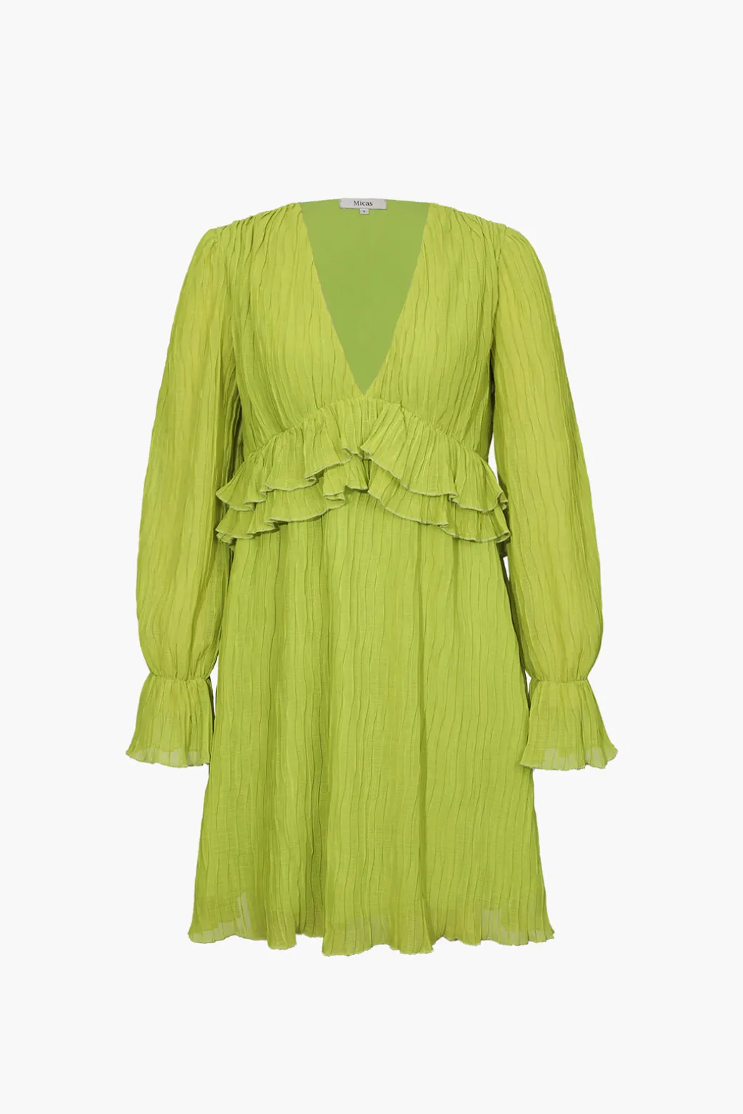 Fashion V-Neck Ruffle Detail Mini Dress Long Sleeve Dresses | Mini Dresses