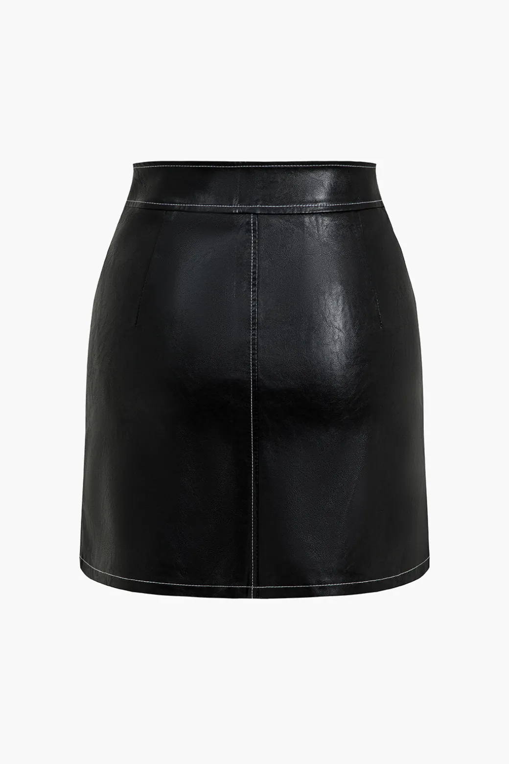 Hot Zip-Front Faux Leather Mini Skirt Skirts